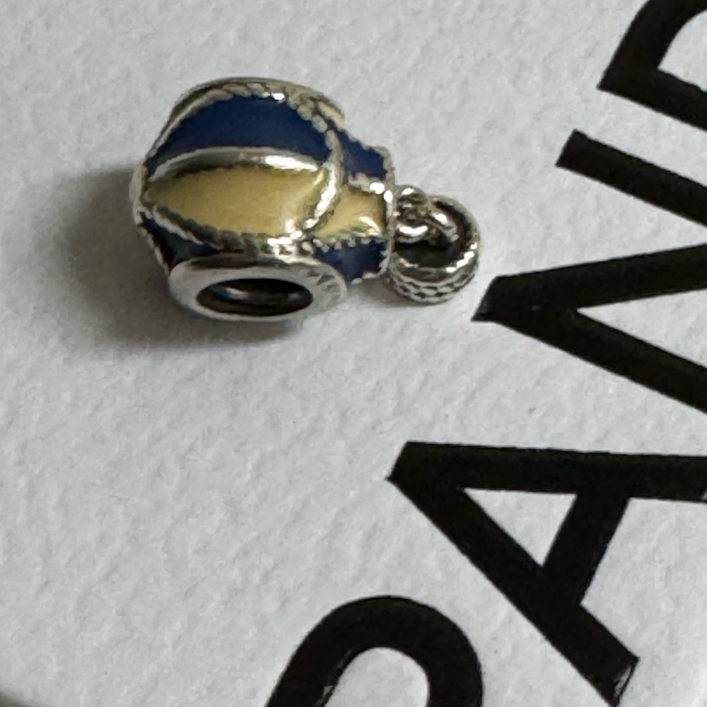 Authentic Pandora Blue and White Enamel Sterling Silver Hot Air Balloon Charm - Picture 4 of 7